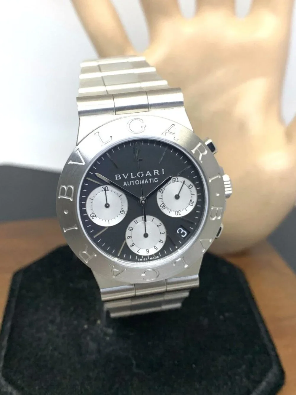 Bvlgari Men's Watch Diagono CH35S Swiss Automatic Chronograph Black Dial 35mm